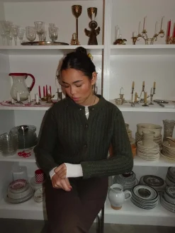 Vincent strikket cardigan - Mørkegrøn