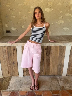 Wren tanktop med striber - Lysegrå/navy/pink