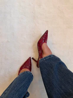 Ydun slingback hæle med detaljer - Rød