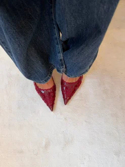 Ydun slingback hæle med detaljer - Rød