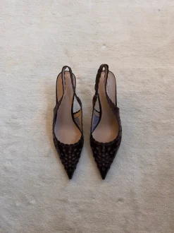 Ydun slingback hæle med detaljer - Mørkebrun