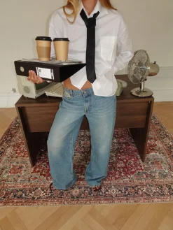 Yvina lavtaljede jeans - Lys denim
