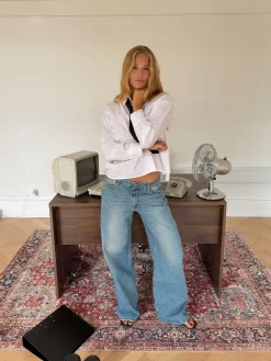 Yvina lavtaljede jeans - Lys denim