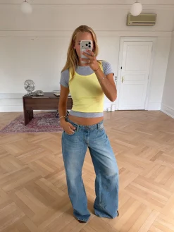 Yvina lavtaljede jeans - Lys denim