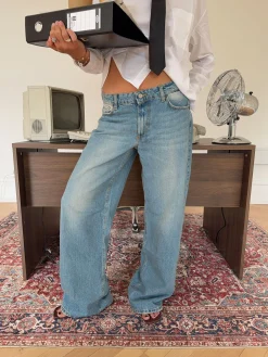 Yvina lavtaljede jeans - Lys denim