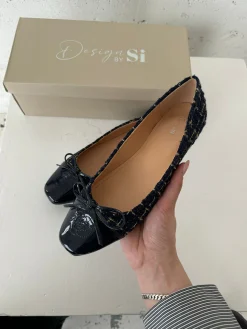 Zamora ballerina sko med mønster og sløjfe - Navy