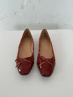 Zamora ballerina sko mønster og sløjfe - Rød