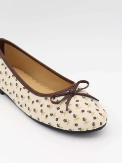Zelia ballerina med blomster - Hvid/brun