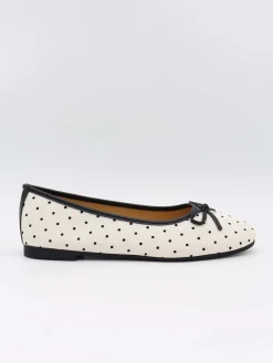 Zelia ballerina med polkaprikker - Hvid/sort