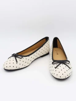 Zelia ballerina med polkaprikker - Hvid/sort