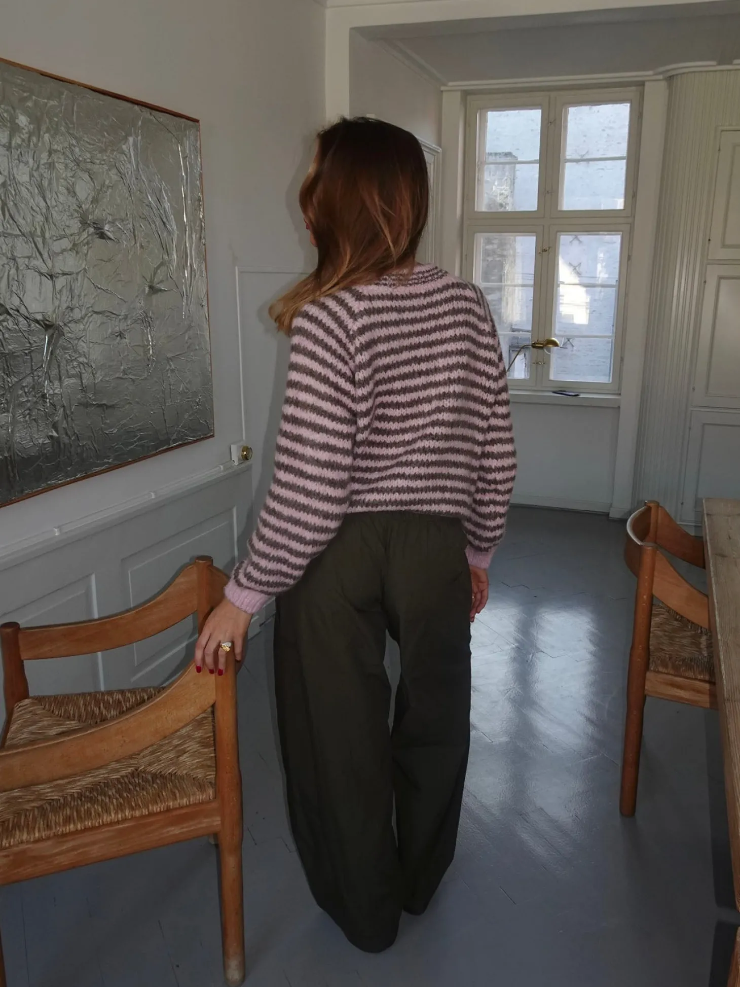 Zeya striktrøje med striber - Lyserød/taupe