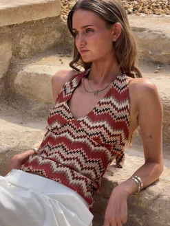 Zigga top med mønster - Orange/beige