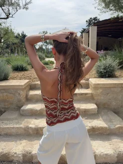 Zigga top med mønster - Orange/beige