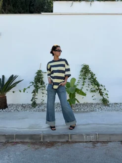 Zinnia oversized t-shirt - Gul/grå