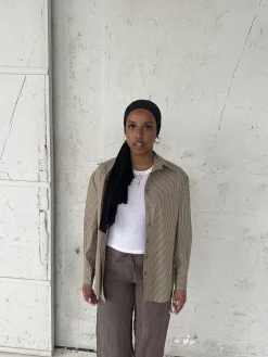 Zuri skjorte med striber - Kaki/beige